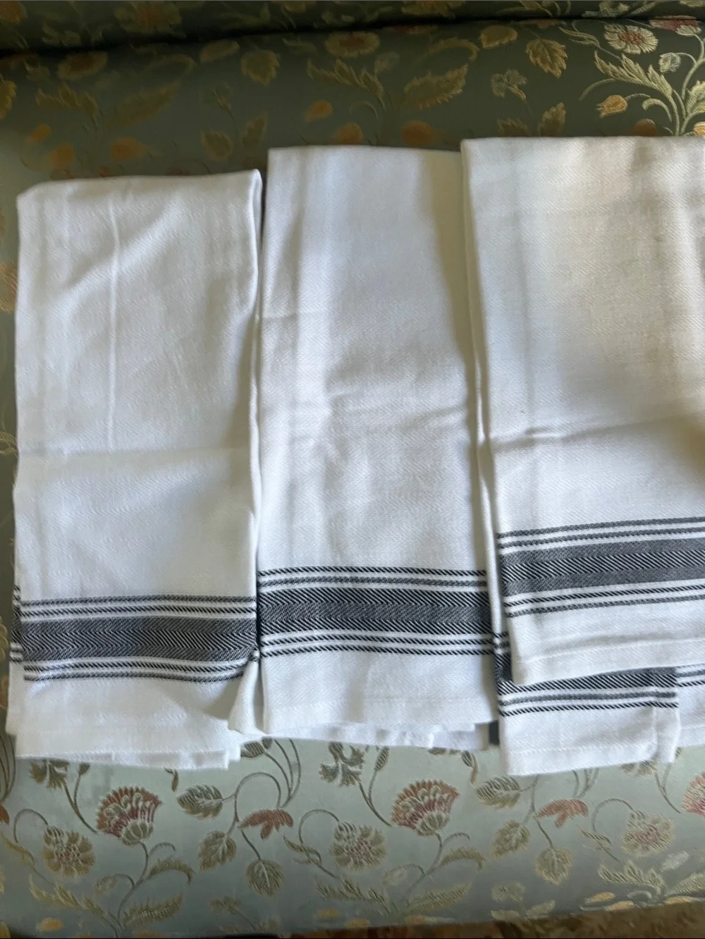 Set of 3 White Cotton Tea Towels with Black Script Sayings